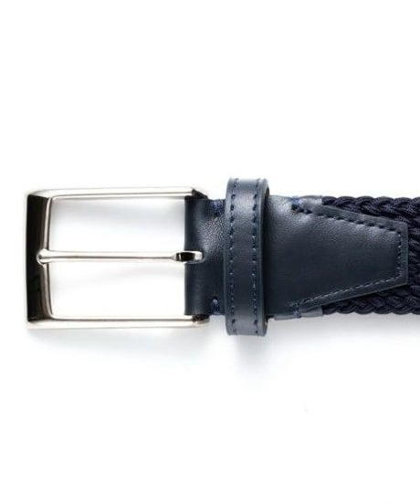 【L'arcobaleno】35mm エラスティックメッシュベルト NAVY