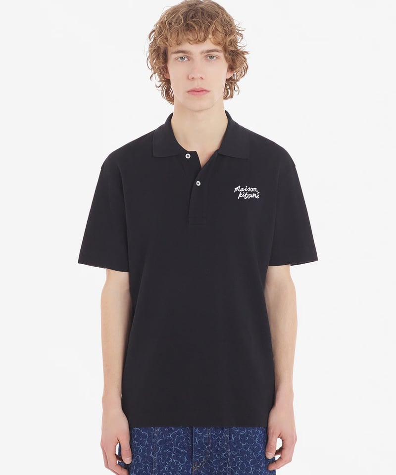 Maison Kitsune COMFORT POLO ポロシャツ ブラック セール】BOLD FOX HEAD PATCH COMFORT POLO（ポロシャツ