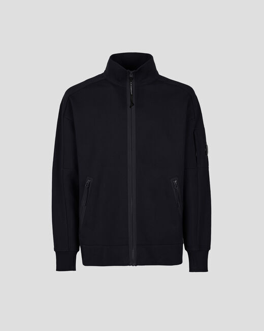 C.P.COMPANY】Diagonal Raised Fleece Zipped Swea