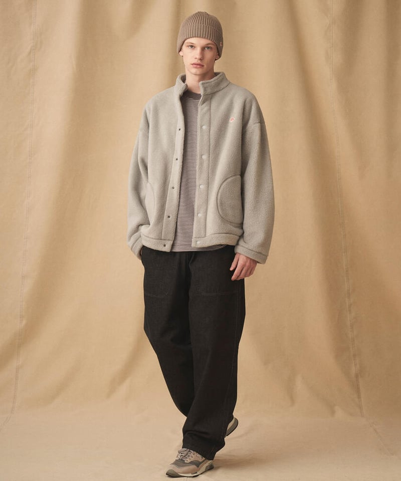 DANTON】DOUBLE FACE BOA STAND COLLAR CARDIGAN |