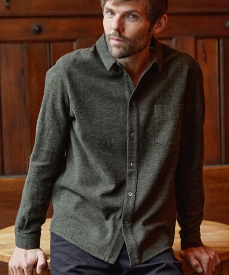 【About Companions】Flannel shirt Simon in olive