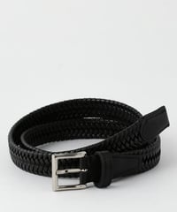 【L'arcobaleno】25mm レザーエラスティックメッシュベルト BLACK