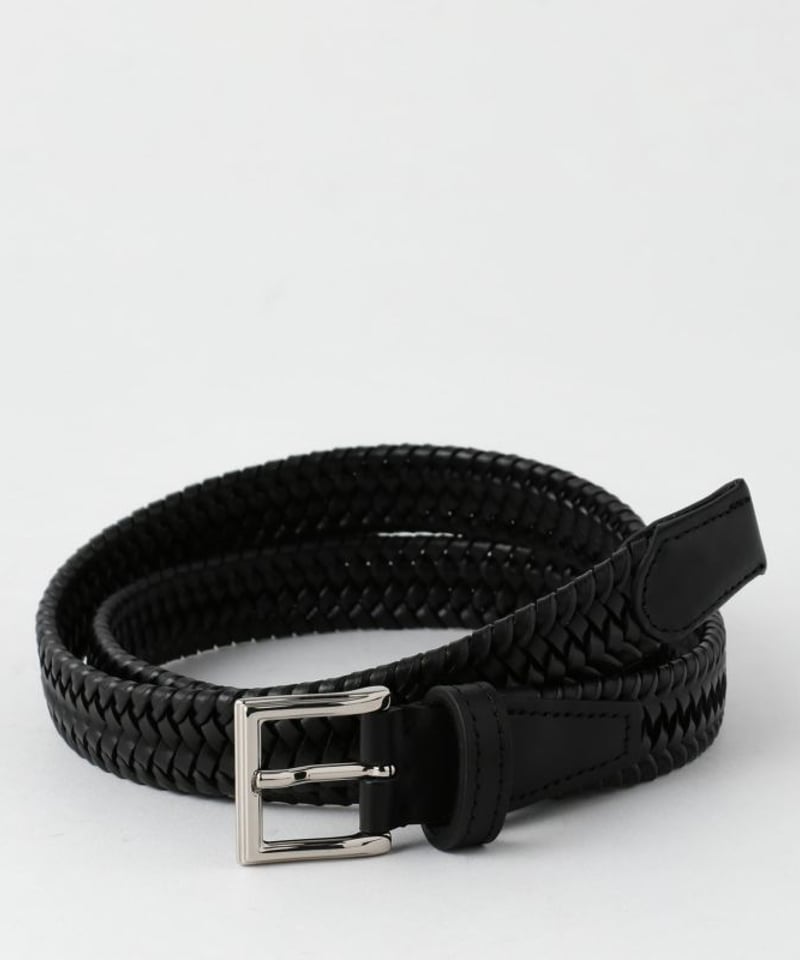 L'arcobaleno】25mm レザーエラスティックメッシュベルト BLACK