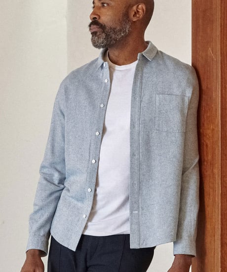 【About Companions】SIMON shirt eco mid blue flannel