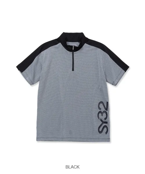 新品☆【SY32 GOLF】 DIMPLE MESH ZIP UP MOCK SY32 by SWEET YEARS GOLF】DIMPLE MESH ZIP UP MO