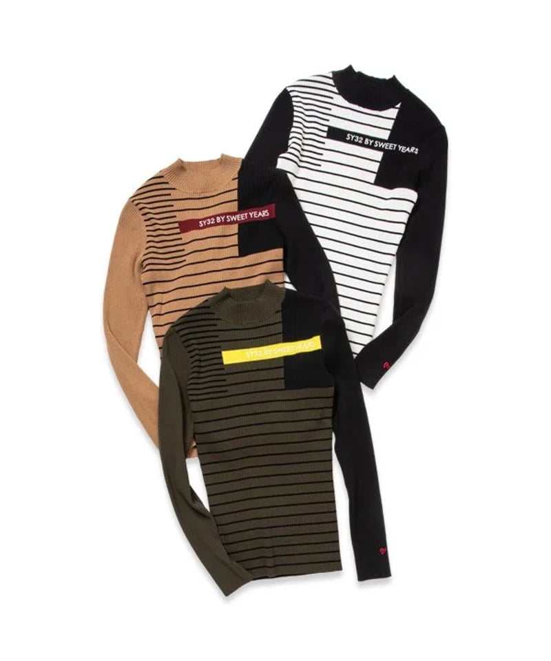 SY32 Mサイズ　ベージュ　PANEL BORDER SWEATER SY32 Mサイズ ベージュ PANEL BORDER SWEATER