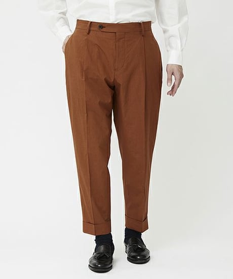 【:colon】1out-Pleats uncle Slacks - Cotton Linen Typewriter