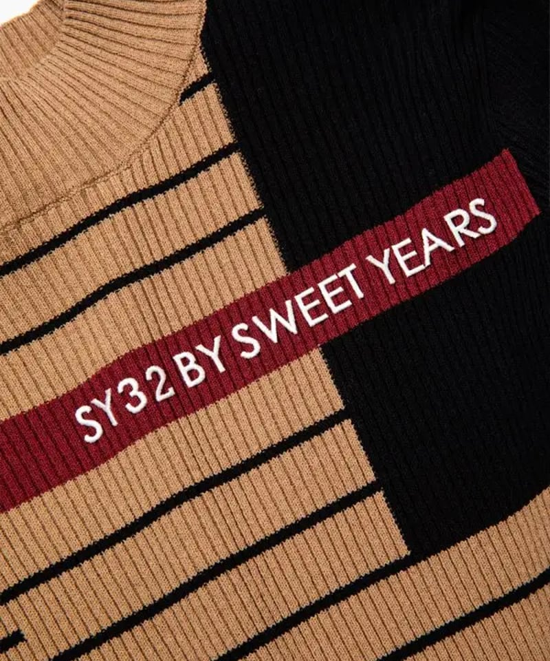 SY32 Mサイズ　ベージュ　PANEL BORDER SWEATER SY32 MサイズベージュPANEL BORDER SWEATER