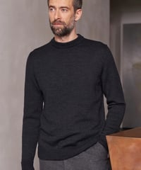 【About Companions】Merino wool pullover Morten in melange black