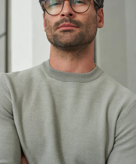 【About Companions】Round neck knit jumper Morten in reed