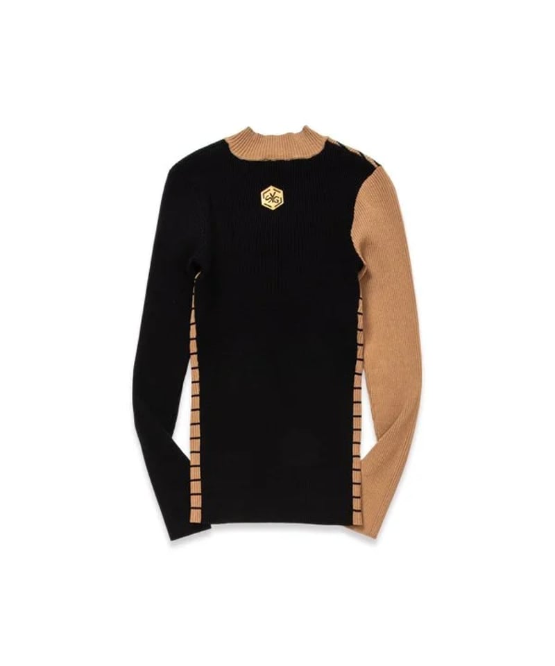SY32 MサイズベージュPANEL BORDER SWEATER