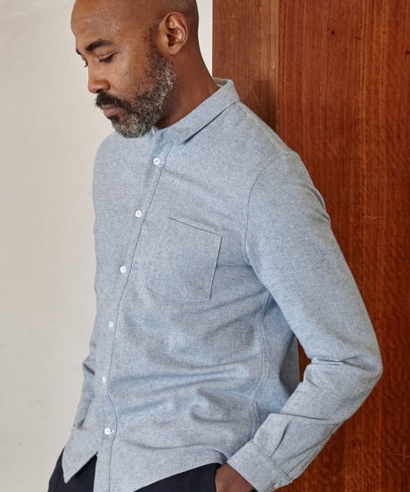 【About Companions】SIMON shirt eco mid blue flannel