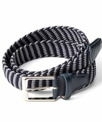 【L'arcobaleno】35mm エラスティックメッシュベルト NAVY/GRAY
