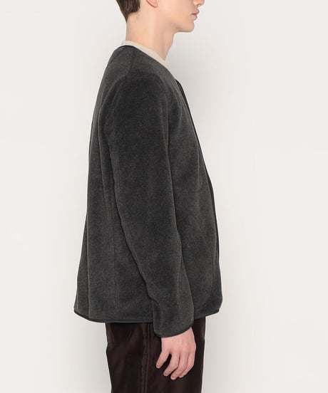 【DANTON】FLEECE COLLARLESS JACKET