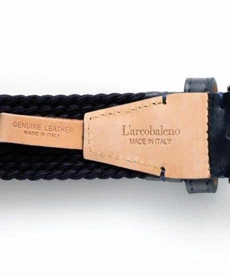 【L'arcobaleno】35mm エラスティックメッシュベルト NAVY