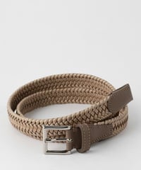 【L'arcobaleno】25mm レザーエラスティックメッシュベルト GREIGE