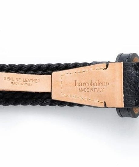 【L'arcobaleno】28mm エラスティックメッシュベルト BLACK
