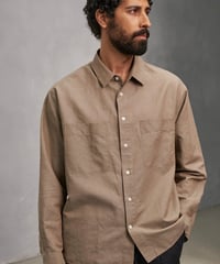 【About Companions】Oversized linen-blend shirt Dario in walnut