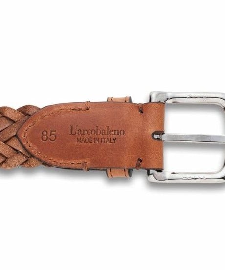 【L'arcobaleno】30mm レザーメッシュベルト BROWN