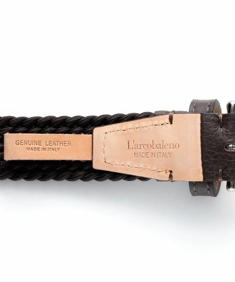 【L'arcobaleno】28mm エラスティックメッシュベルトBROWN