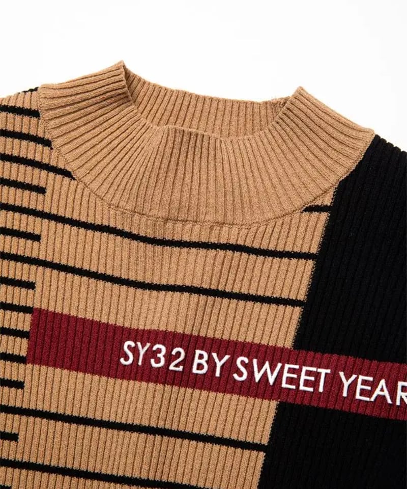 SY32 Mサイズ　ベージュ　PANEL BORDER SWEATER SY32 Mサイズ ベージュ PANEL BORDER SWEATER