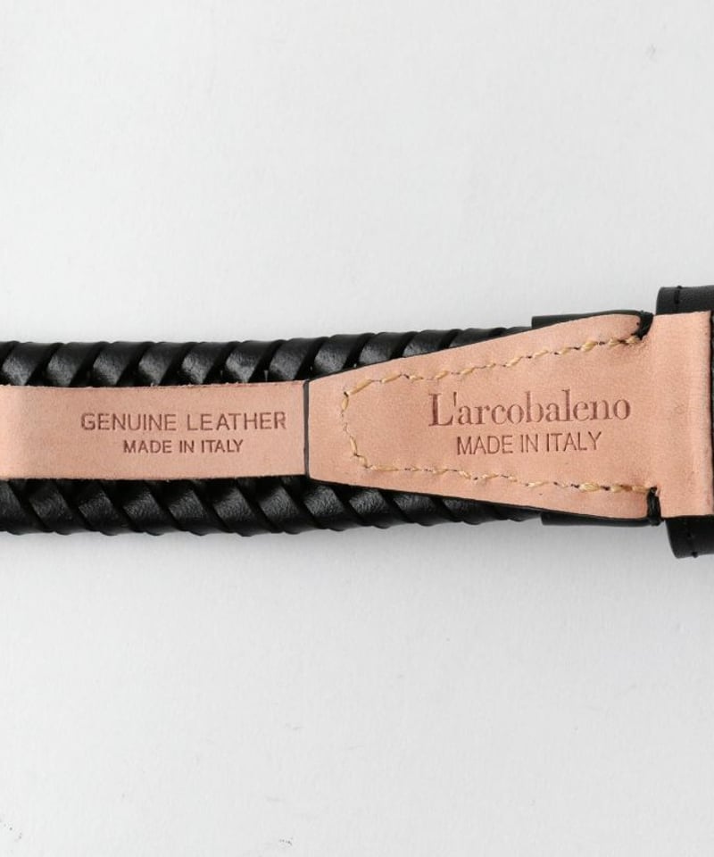 L'arcobaleno】25mm レザーエラスティックメッシュベルト BLACK | MI