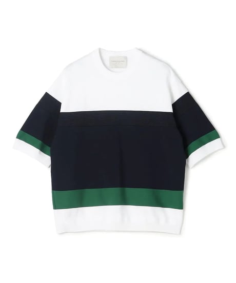【TOMORROWLAND MEN】TRICOT コットンナイロン パネルラインニットTシャツ