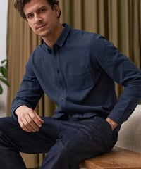 【About Companions】Flannel shirt Simon in ocean blue
