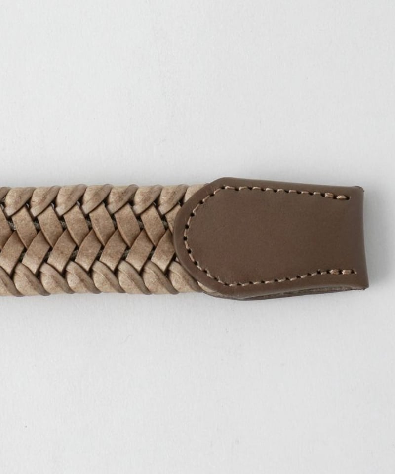 L'arcobaleno】25mm レザーエラスティックメッシュベルト GREIGE | M