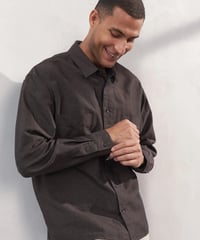 【About Companions】Oversized linen-blend shirt Dario in coffee