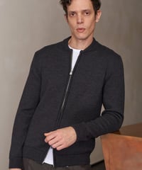 【About Companions】Merino knit cardigan Paul in melange black