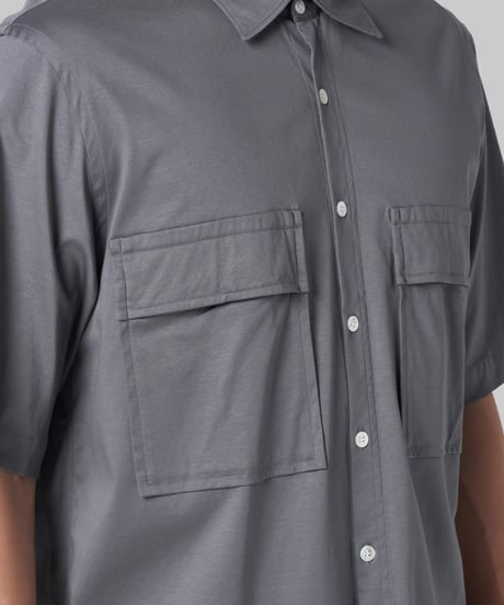 【:colon】CSH-15 - Cotton Smooth - Grey / ショートスリーブ ダブルポケットシャツ