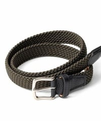 【L'arcobaleno】28mm エラスティックメッシュベルト KHAKI