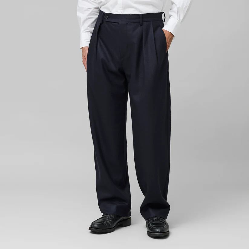 colon ボックスプリーツパンツ　ネイビー　サイズ4 colon】CPT-17/ Box-Pleats Pants -Wool Melton |