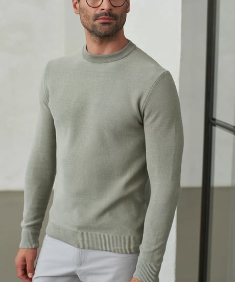 【About Companions】Round neck knit jumper Morten in reed