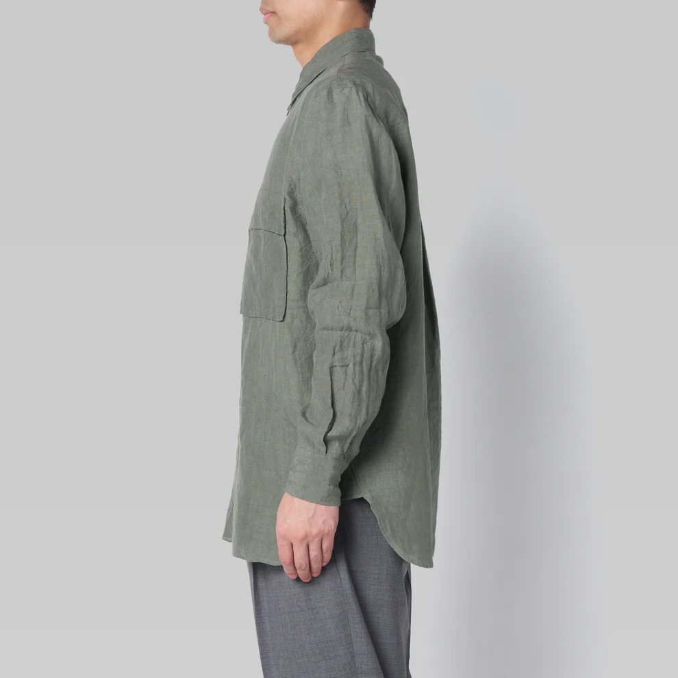 colon】CSH-4 – 1/60 Linen Cloth – Khaki / ダブルポ colon】CSH-4 – 1/60 Linen Cloth – Khaki / ダブルポ