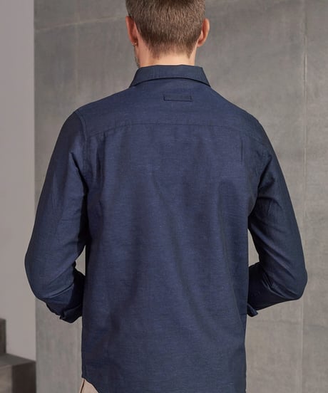 【About Companions】Linen-cotton shirt Simon in navy