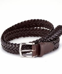 【L'arcobaleno】30mm レザーメッシュベルト D.BROWN