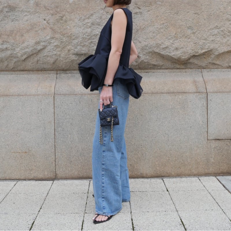 Heve ヘイヴ ピオニーペプラムＢＬ Prima Peplum Sleeveless navy | HEVE