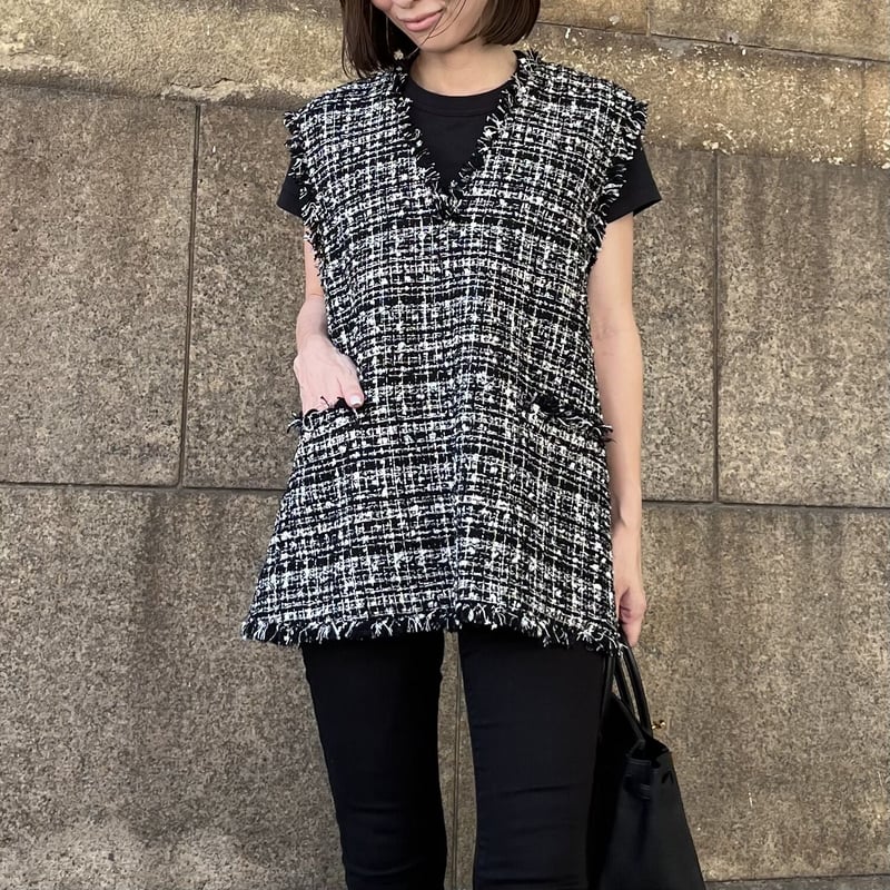 トップス Heve Tweed Gilet black Tweed Gilet black | HEVE