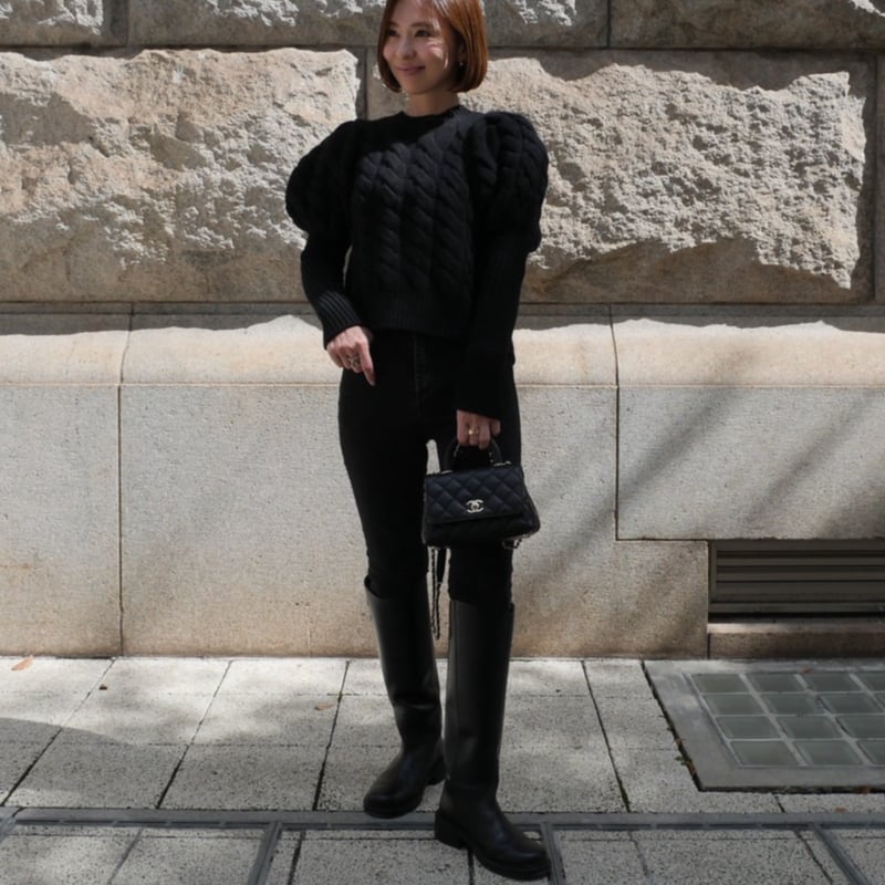 Bubbly 2way Cable Cardigan black | HEVE