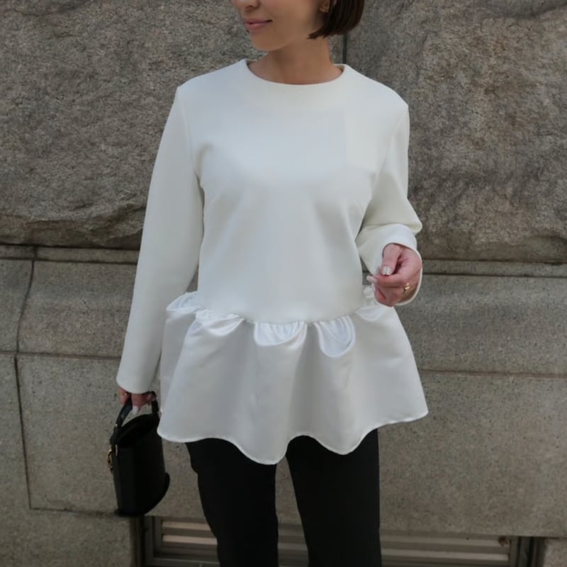 Ripple Peplum Blouse white | HEVE