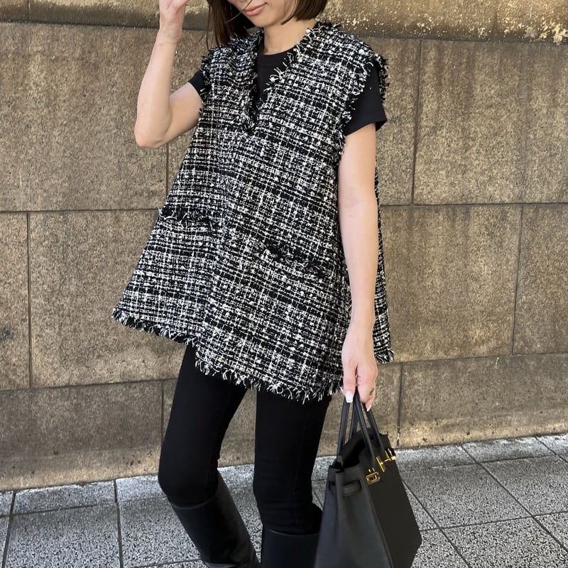8日までの出品　heve ヘイヴ　名古屋限定　tweedgilet ツイードジレ 8日までの出品 heve ヘイヴ 名古屋限定 tweedgilet ツイードジレ