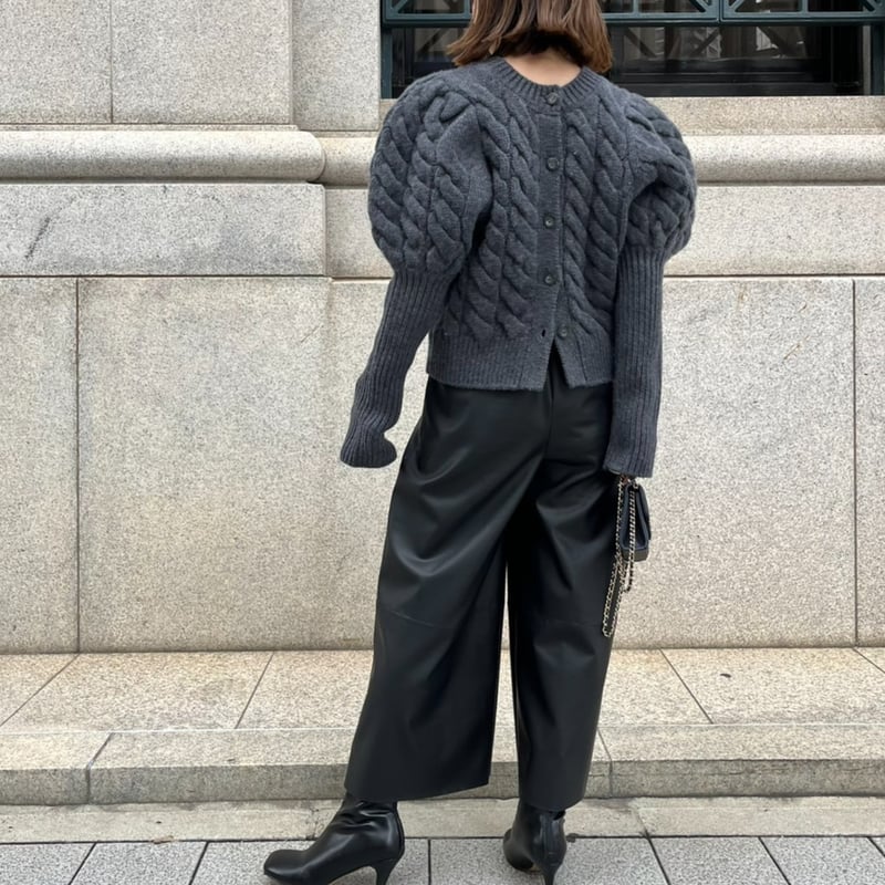 Bubbly 2way Cable Cardigan charcoal | HEVE