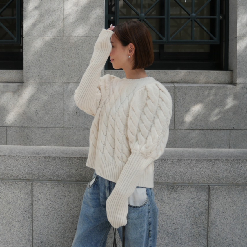 Bubbly 2way Cable Cardigan white | HEVE