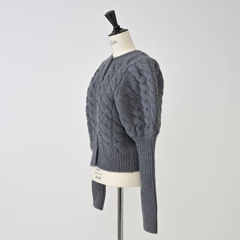 Heve bubbly 2way cable cardigan へイヴ ニット Bubbly 2way Cable Cardigan charcoal | HEVE
