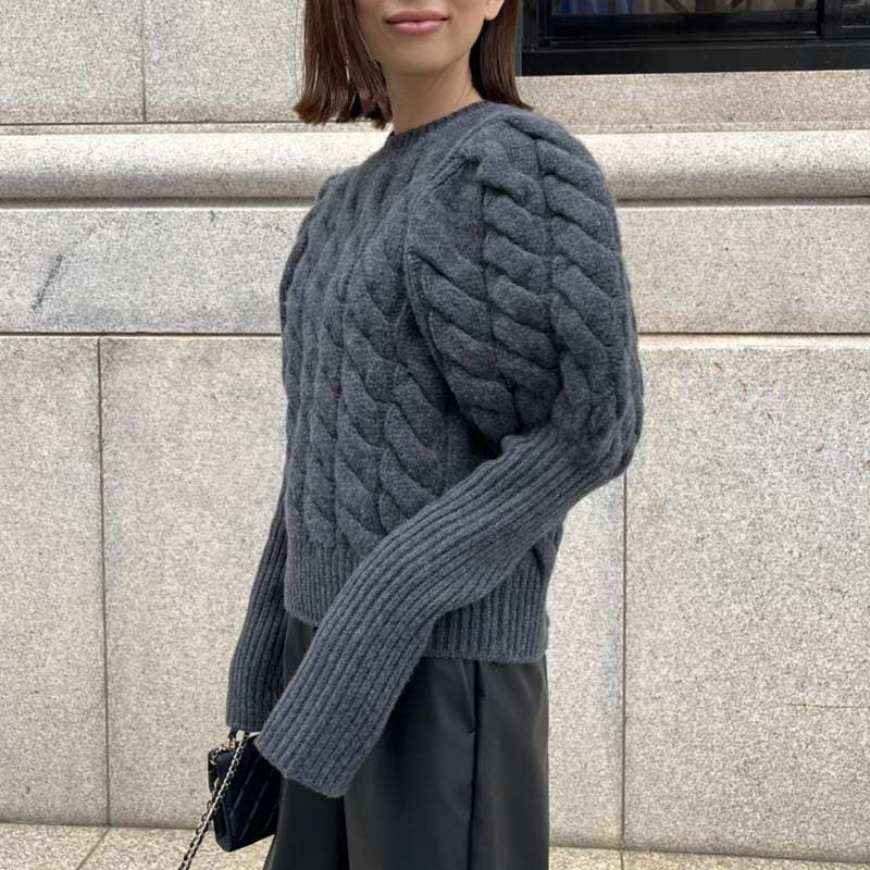 Bubbly 2way Cable Cardigan charcoal | HEVE