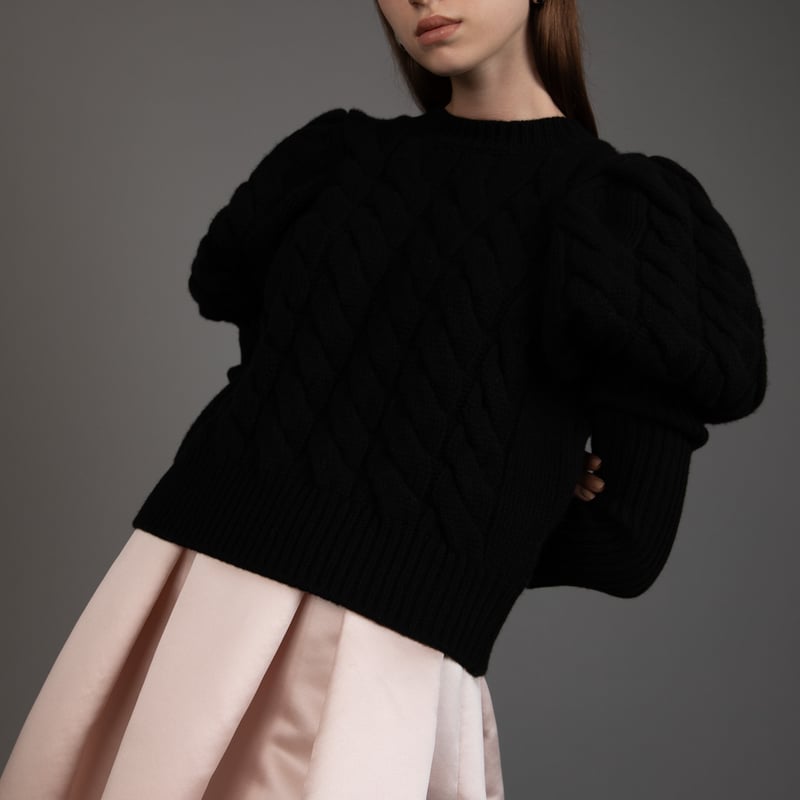 12月上旬発送】Bubbly 2way Cable Cardigan black | HEVE