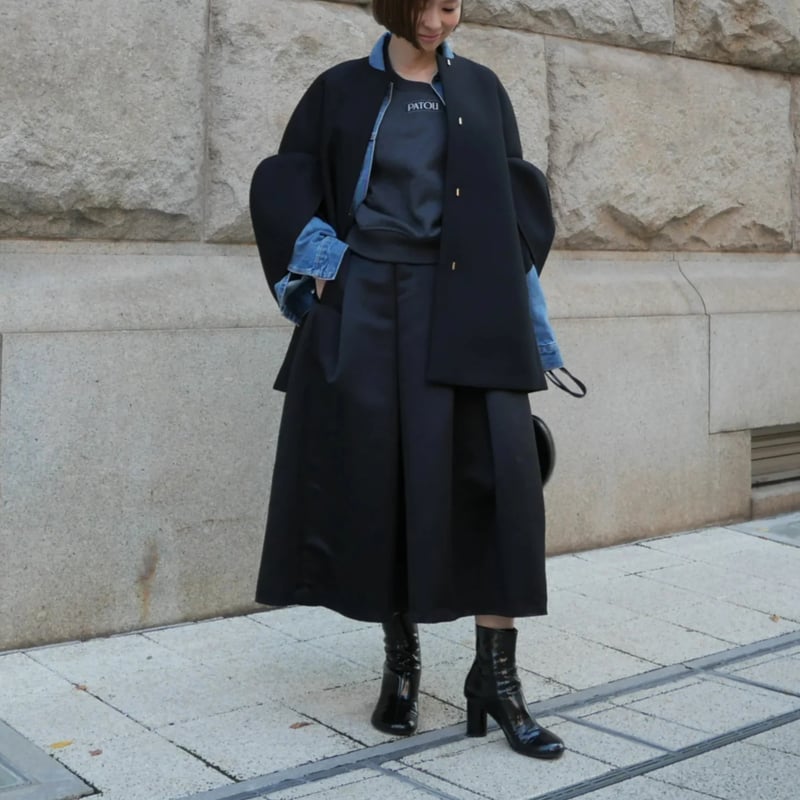 スカート Heve Tuck Flare Leather SK black36 UN3D. - TUCK GATHER FLARE SK / タックギャザーフレアスカート