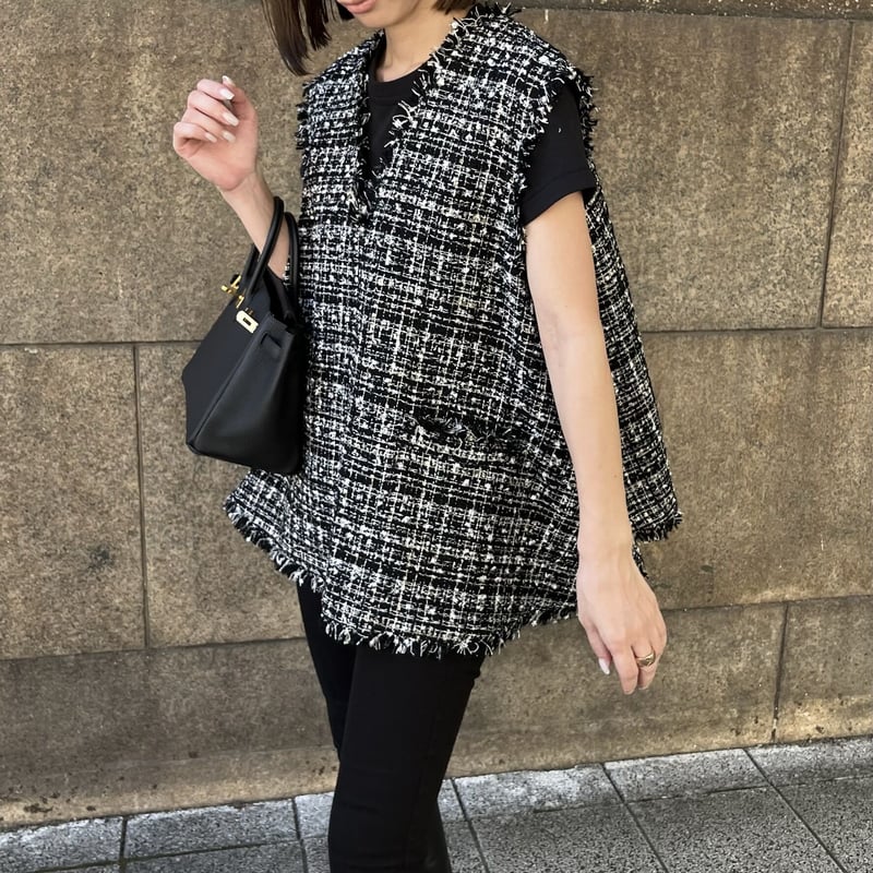 heve⭐︎twdeed gilet black Tweed Gilet black | HEVE